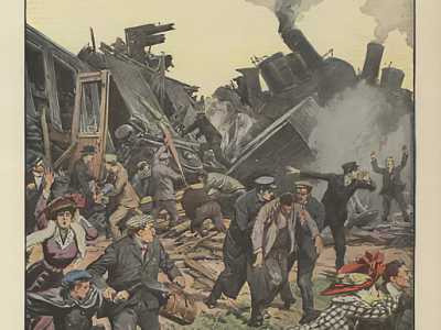 Ancora caos e disperazione sono mostrate dalla prima pagina del settimanale del 16 gennaio 1910. Fu dedicata al disastro ferroviario del 6 gennaio di quell�anno, quando un treno partito da Foggia alla volta di Bari si scontr� frontalmente con un vagone merci proveniente dalla direzione opposta. Nell�incidente persero la vita cinque persone